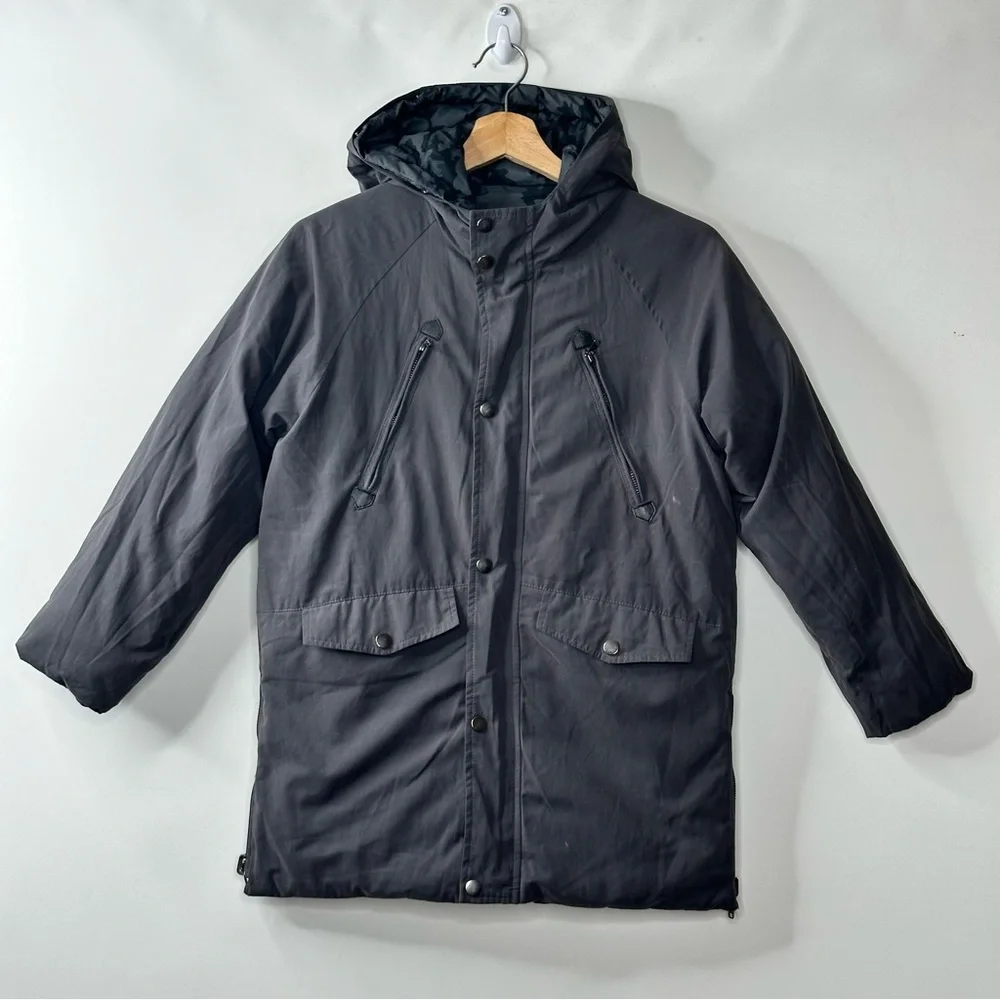 Dex Jacket Camo Junior Hooded Puffer Coat Reversible - Picture 8 of 13
